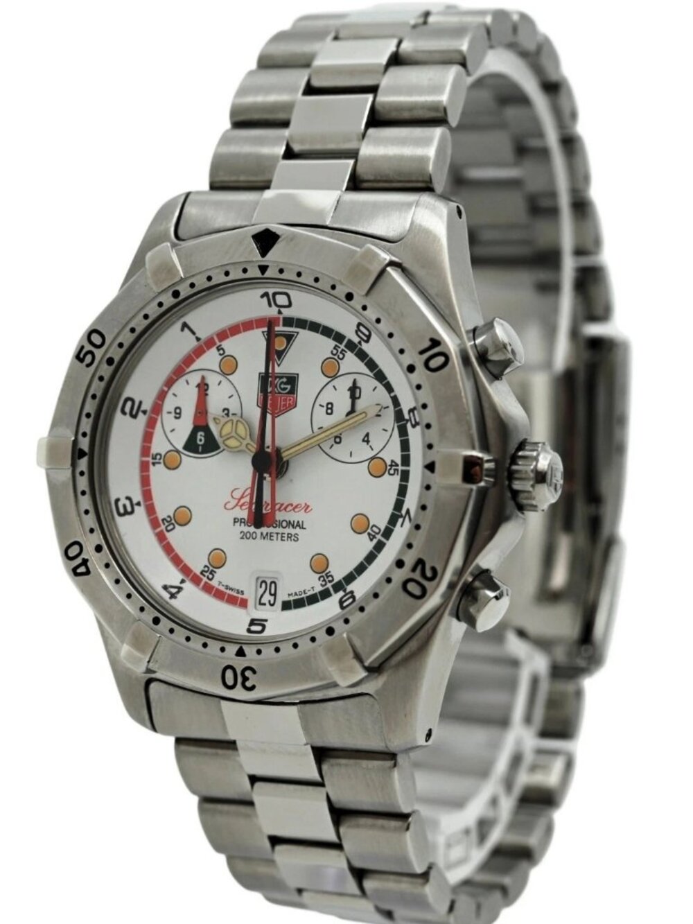 Tag Heuer 38mm Men's Searacer 2000 Series Regatta White Dial Watch! Ref: CK111R!